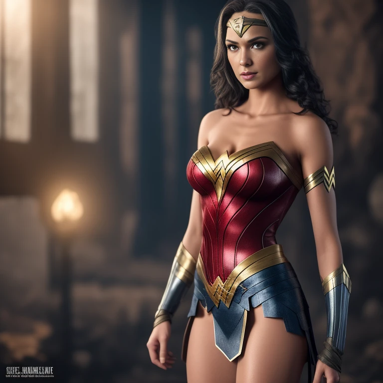 Mexican 40 years olds beauty in a Wonder Woman mini suit, with snake tattoo between breasts, sun shaped tattoo in the lower back, organic looking outfit, gooey forehead, symbiote, white eyes, fine art, ps5 cinematic screenshot,highly detailed detailed cinematic rendering, ultra photorealistic, with cinematic lighting, doing pole dance