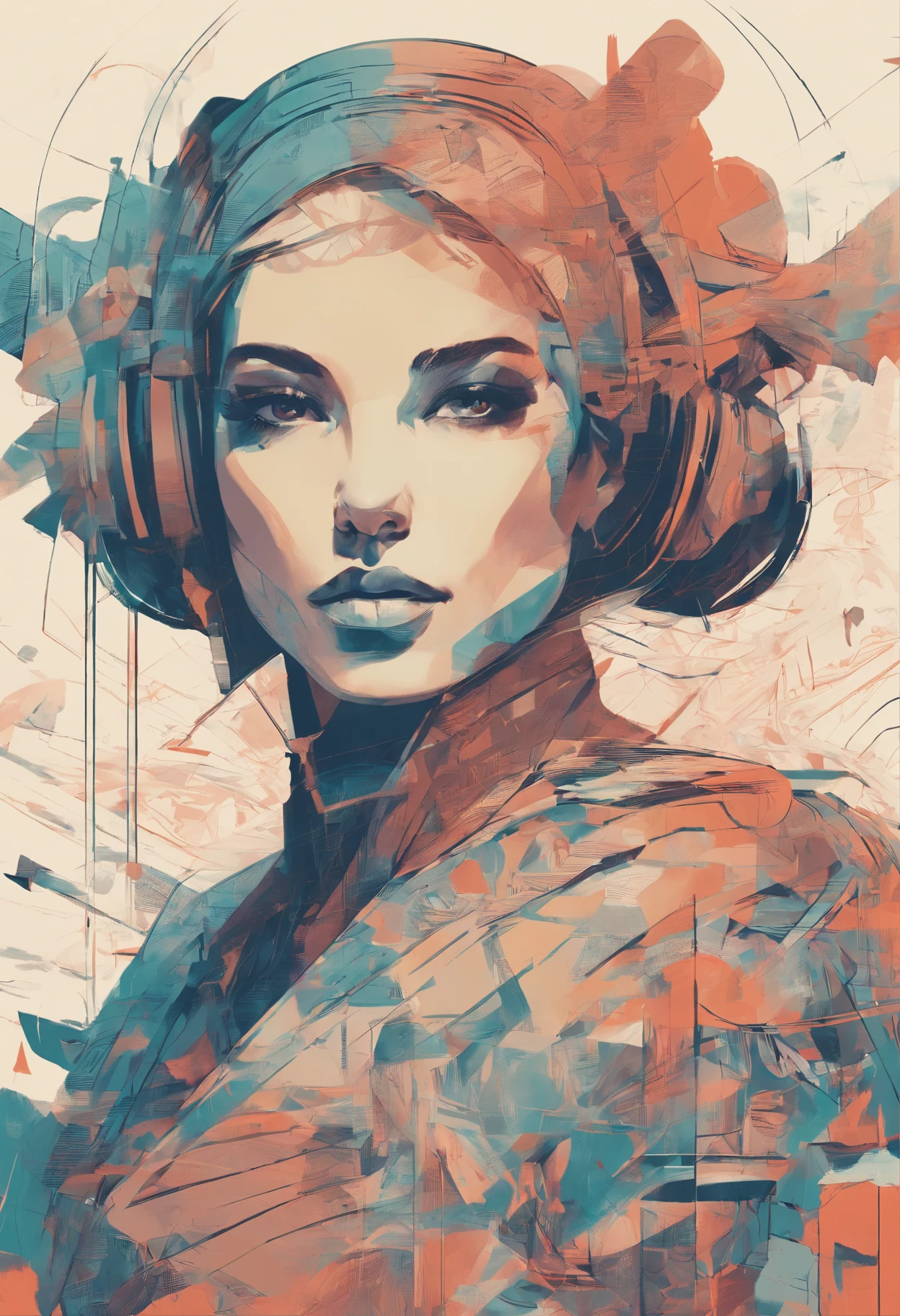 illustration of a woman with a ribbon wrapped around her head, martin ansin artwork portrait, martin ansin, stunning digital illustration, james gilleard artwork, poster illustration, inspired by Mike Winkelmann, inspired by Petros Afshar, by Matthew D. Wilson, exquisite imaginative poster art, by Matthijs Naiveu, a beautiful artwork illustration, poster art style