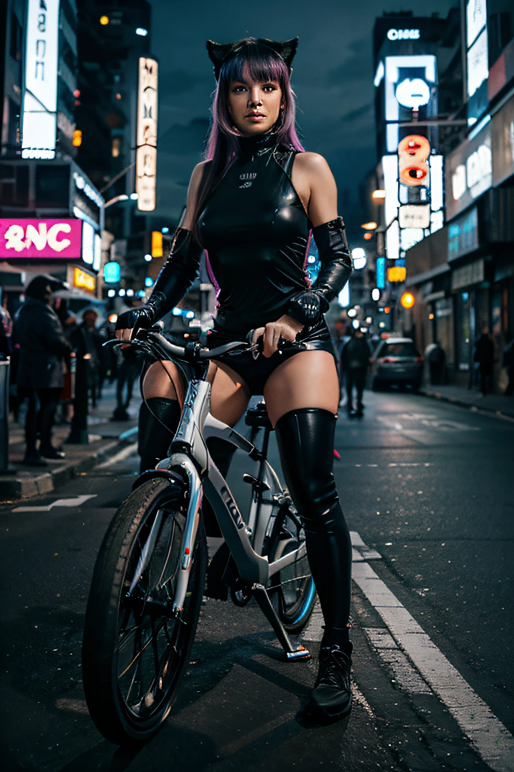 cyber punk woman cycling