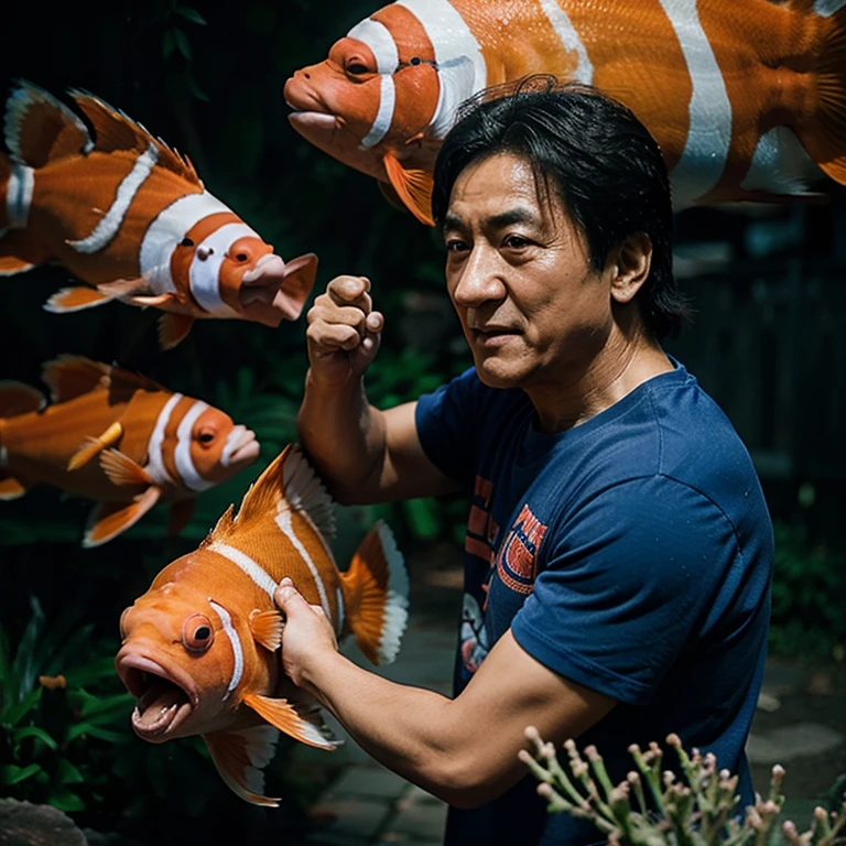 Jackie Chan fighting a clownfish