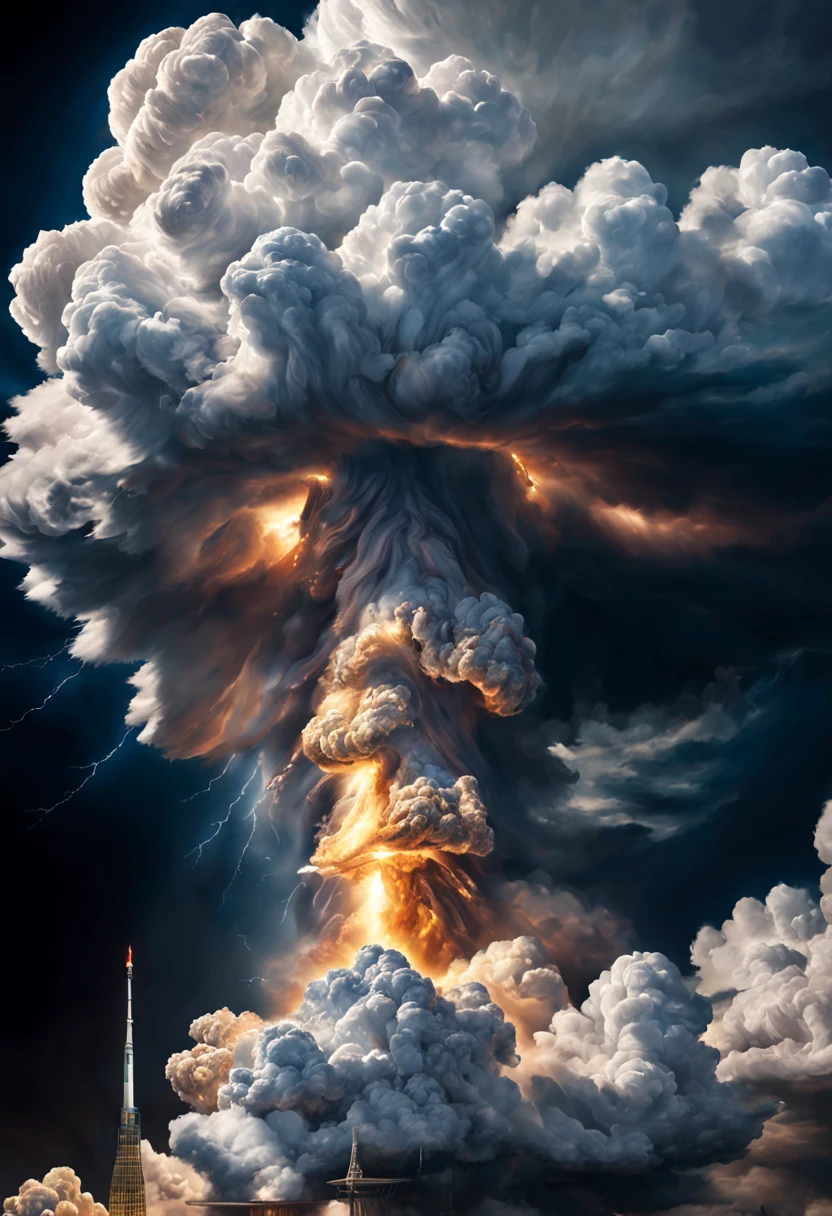 God, the omnipotent creator of the entire universe, greater than all galaxies, represented by the figure of a hyper hyper mega gigantic cloud of energy in the middle of the hyper detailed universe, hyper sharp, hyper realistic, intricate, 32k, photorealism style