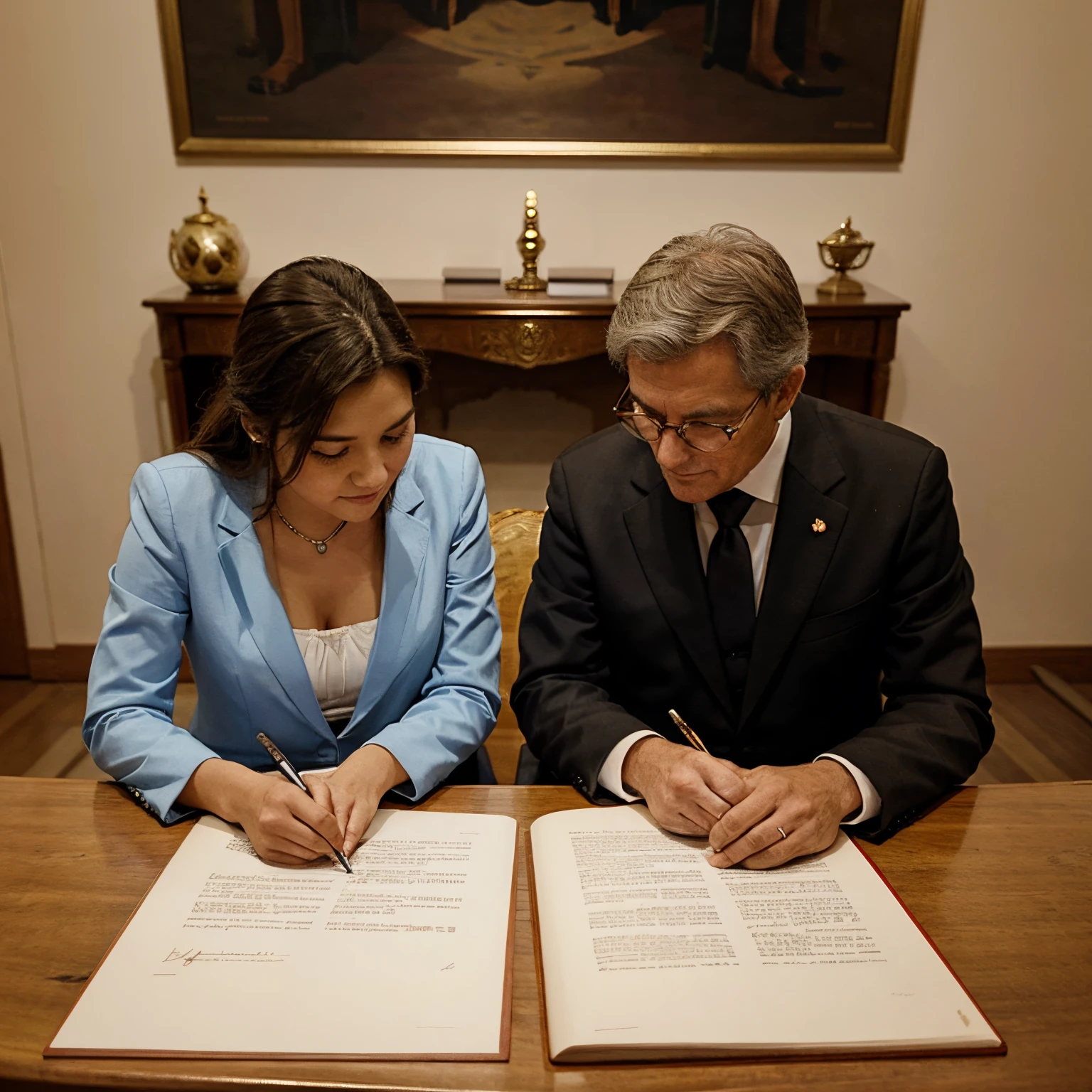 Two country leader signing a treaty