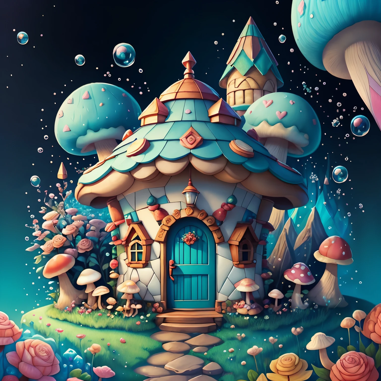 ((cute gnome smiling with a big beautiful mushroom house with flowers and bubbles)) - Criador: Walt Disney2023) ), ,, ( Walt Disney acolchoamento ,multidimensional geometric wall PORTRAIT, arte, Chibi,
Yang08k, lindo, Colouring,Rose
Primary works, qualidade superior, melhor qualidade, Arte Oficial, Beautiful and Aesthetic,)) ), ,,  Walt Disney acolchoamento ,multidimensional geometric wall PORTRAIT, arte, Chibi,
Yang08k, lindo, (Colouring, rosa), amarelo ,azul ,vermelho e branco)
Primary works, qualidade superior, melhor qualidade, Arte Oficial, Beautiful and Aesthetic,