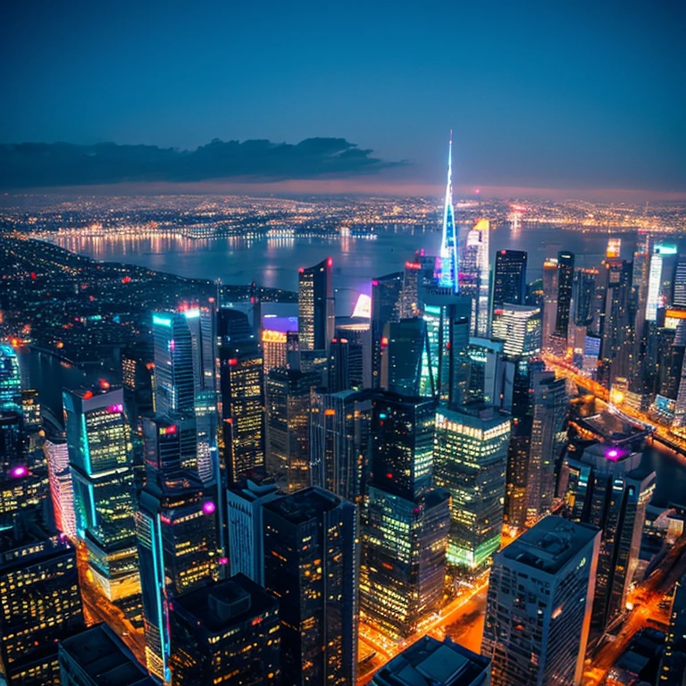 View from the air、cyberpunkcity