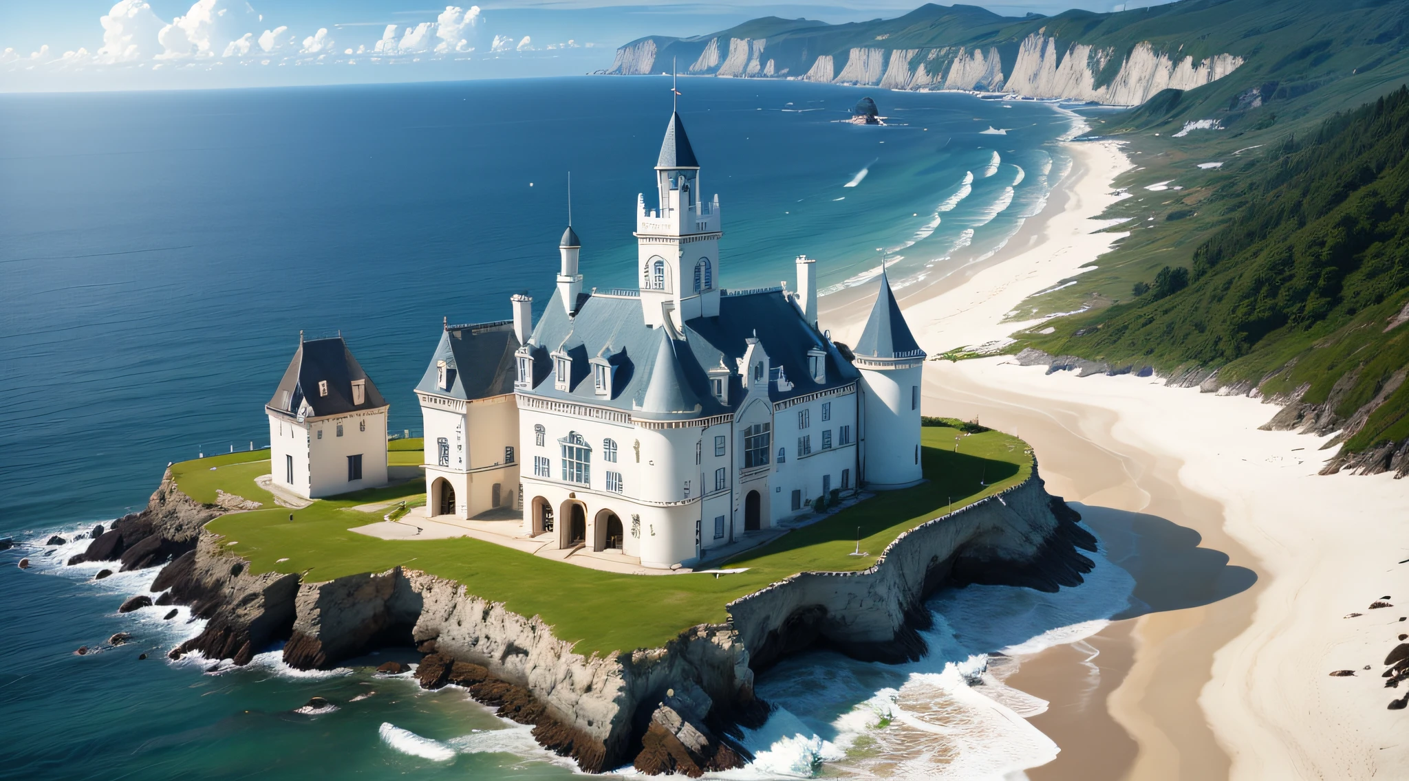 white castle on the coast