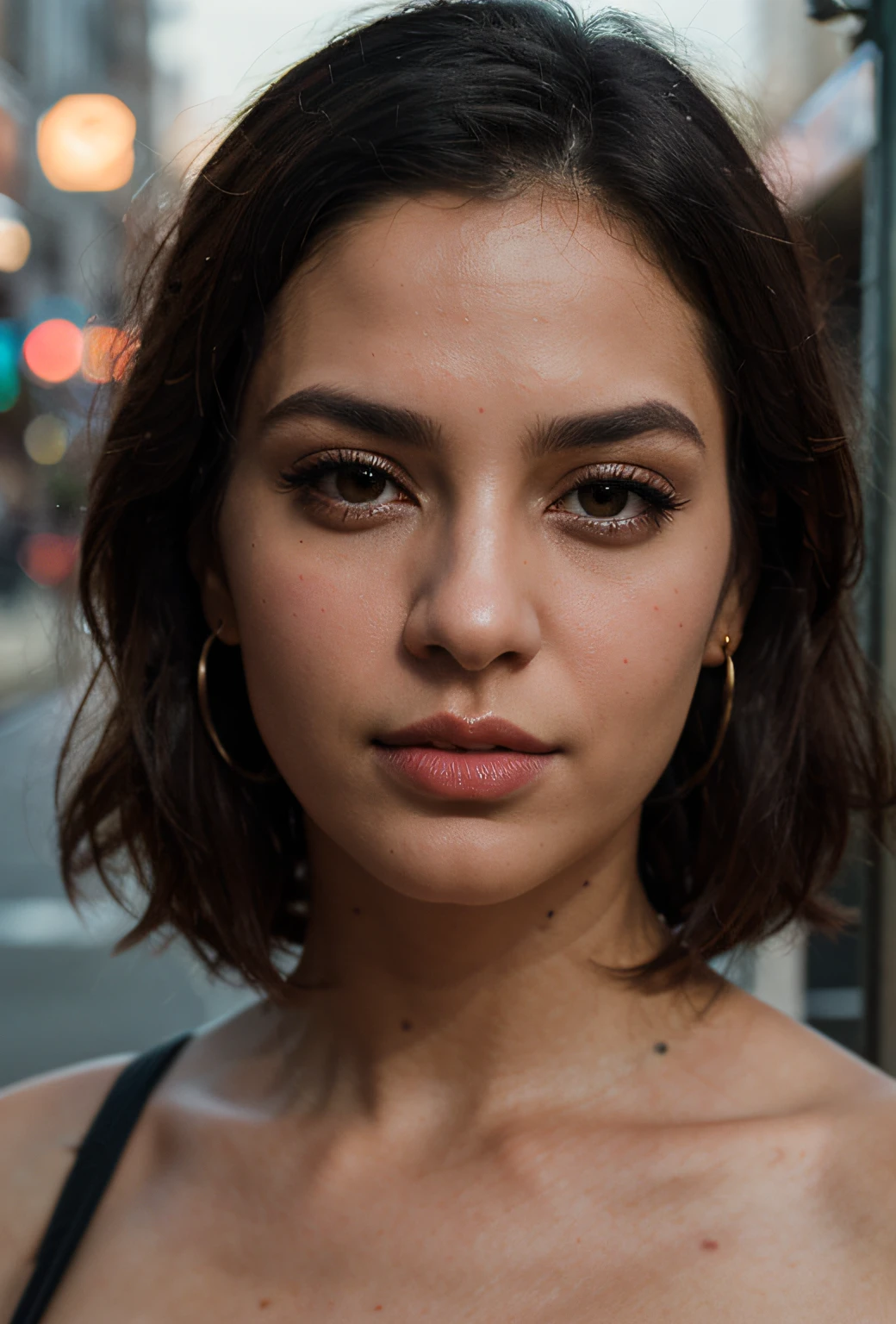 Masterpiece, professional photography ,cinematic composition, beautiful iranian persian sexy girl, dark hair , allure, glamour , sensual , uptown, cleavage, thin detailed black eyes, thin eyebrows, perfect tiny nose, diamond earrings, long eyelashes, cat eye makeup , bold jawline , very detailed, dramatic lighting, digital art trends on Artstation 8k HD detailed realistic, detailed, skin texture, super detailed, realistic skin texture, armature, best quality, super high reidelity: 1.4), high resolution, detailed, raw photo, sharp re, by lee jeffries nikon d850 film stock photograph 4 kodak portra 400 camera f1.6 lens rich colors hyper realistic lifelike texture dramatic lighting unrealengine trending on artstation cinestill 800 ,