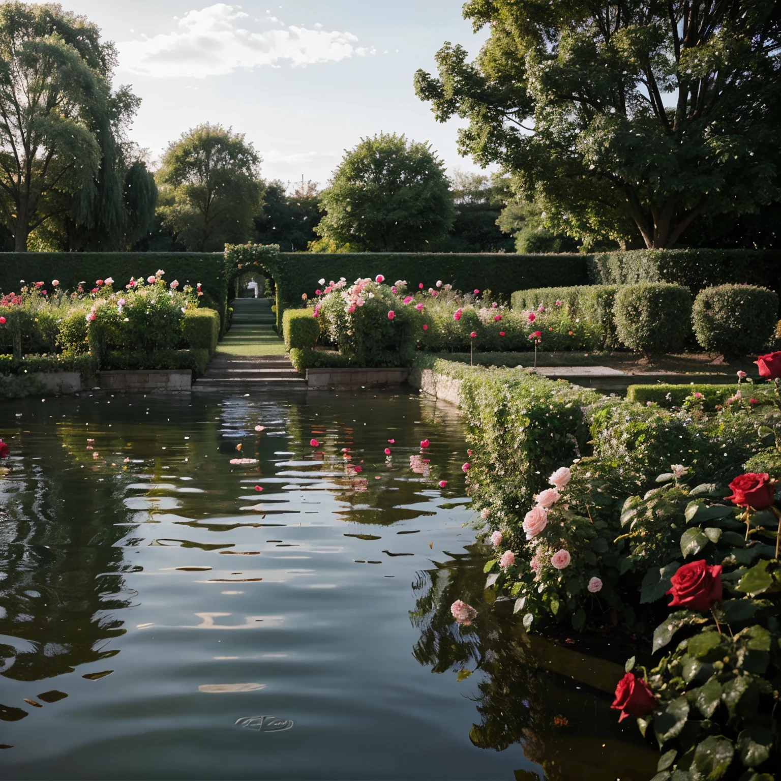 A rose garden on water