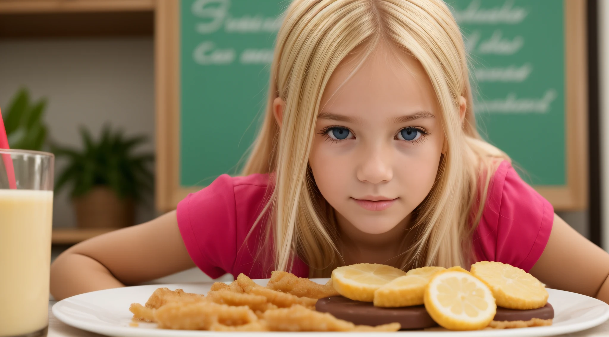  blonde girl trying to work honestly to support her gluttony now that she lost the relationship, Sammy granulado, que roubaria seus produtos antigos da padaria.