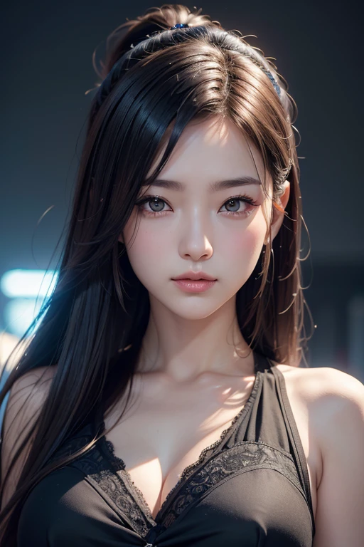 masterpiece, 1 beautiful girls, detaileds, Swollen eyes, top-quality, 超A high resolution, (现实: 1.4), OriginalPhotographs, 1girl in, 电影灯光, (A smile,:0.5) japanes, Asian Beauty, Korean, Proper, very extremely beautiful, Slightly younger face, Beautiful skins, slender, cyberpunk backgrouns, (A hyper-realistic), (illustratio), (hight resolution), (8K), (ighly detailed), (Beautifully detailed eyes with the best illustrations), (ultra-detailliert), (wall-), (详细的脸), looking at the viewers, fine detailed, A detailed face、deep-shadows、Unobtrusive、pureerosfaceace_v1、Score 46 points with a diagonal straight. garconne look Maid,、Black colored eyes、