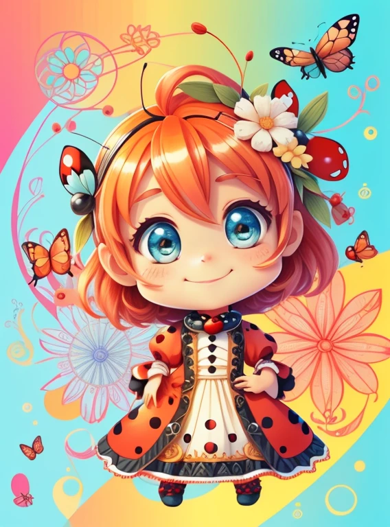 (cute red ladybug smiling with flowers and butterflies), Munchkin ,Geometric multidimensional wall portrait, livro de arte, Tchibi, Yang08k, Beautiful, Colouring, O ,Geometric multidimensional wall portrait, livro de arte, Tchibi,
Yang08k, Beautiful, Colouring,
Obras, of the highest quality, best quality, Arte Oficial, Beautiful and Aesthetic,
