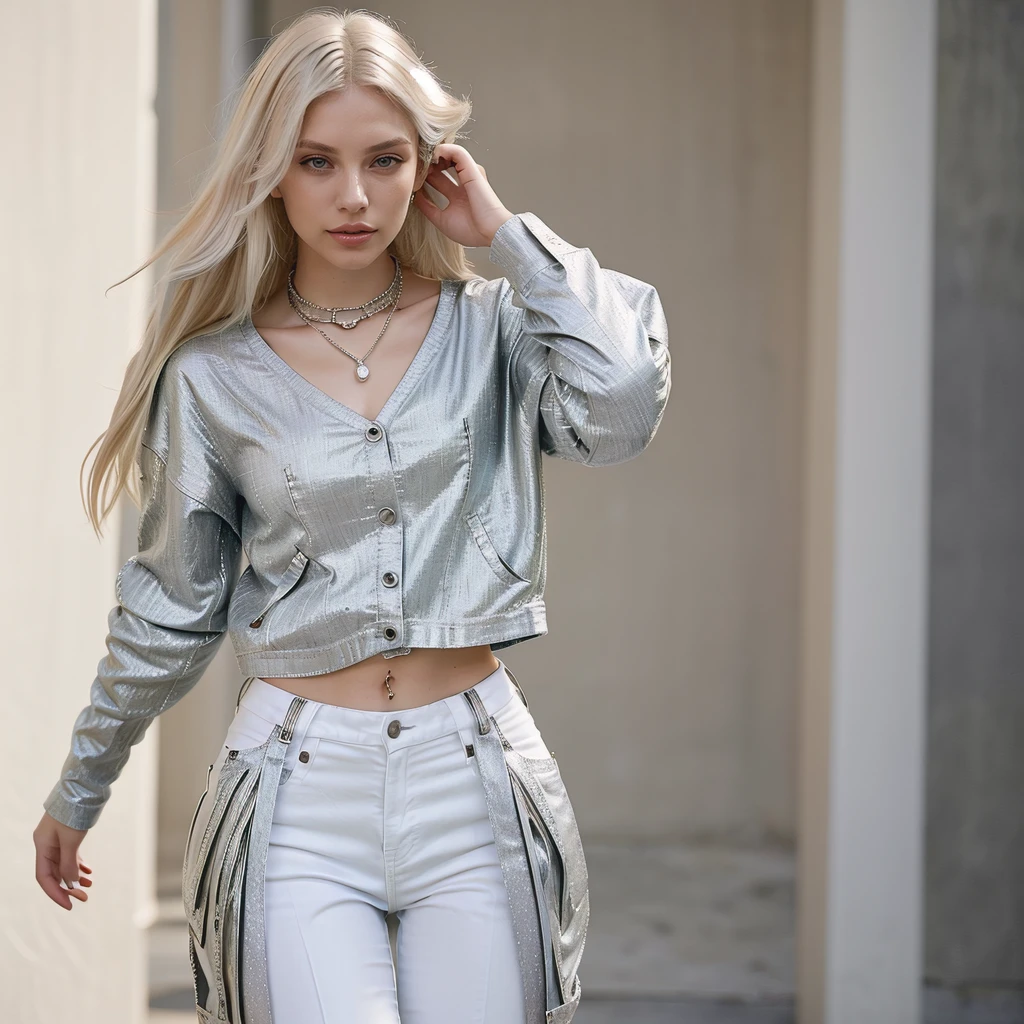 Immerse Aria, the 24-year-old model with platinum blonde allure, into the vibrant canvas of Forever 21. Highlight her stylish presence and slightly curvy silhouette as she curates a chic ensemble from the store's trendy offerings. Aria becomes the epitome of Forever 21's commitment to fashion accessibility and individual expression.