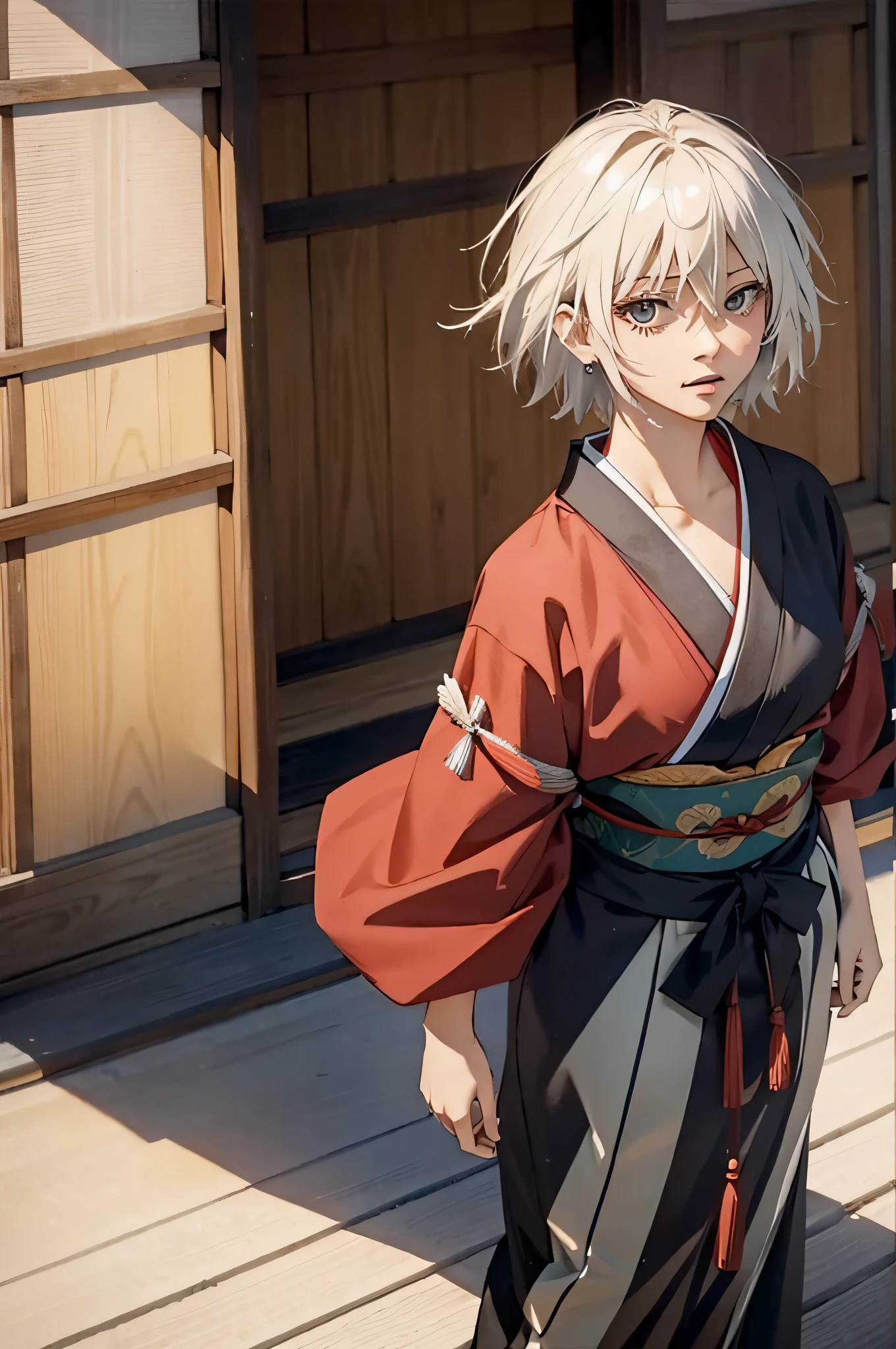 fushiguro toji standing alone in feudal japan wearing samurai armor,