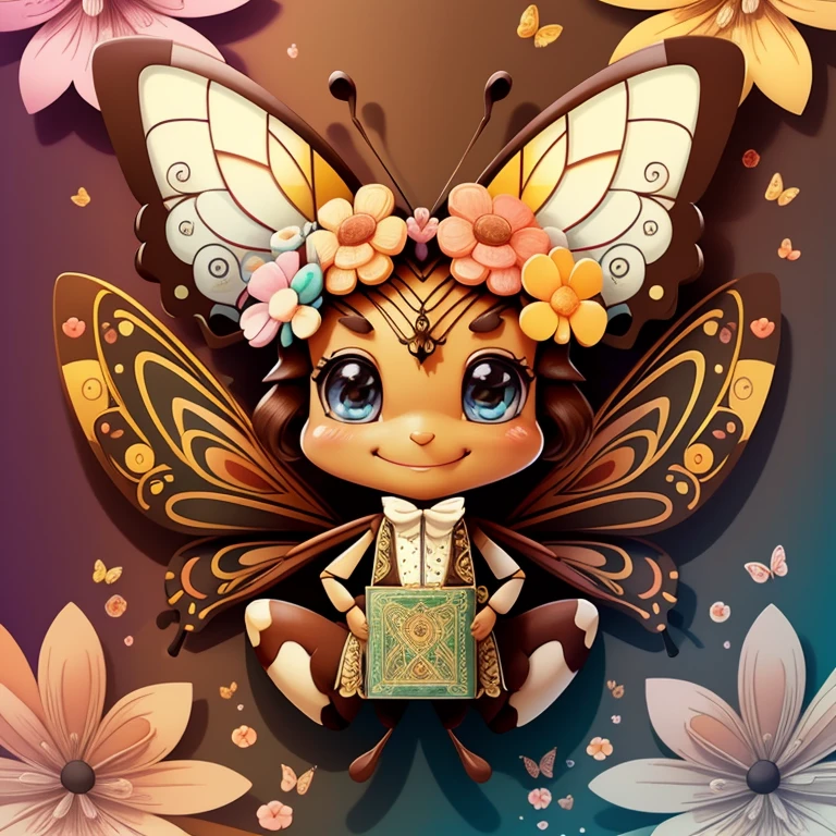 (cute brown ant smiling with flowers, butterflies), Munchkin ,Geometric multidimensional wall portrait, livro de arte, Tchibi,
Yang08k, Beautiful, Colouring,
Obras, of the highest quality, best quality, Arte Oficial, Beautiful and Aesthetic,