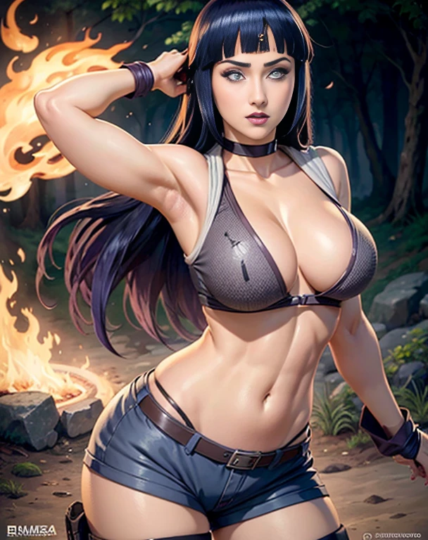 Hinata Hyuga, Extremamente Realista, extremamente sexy, muito linda, bunda grande, pernas grossas, 8K, Extremamente linda, rosto lindo, olhos brancos