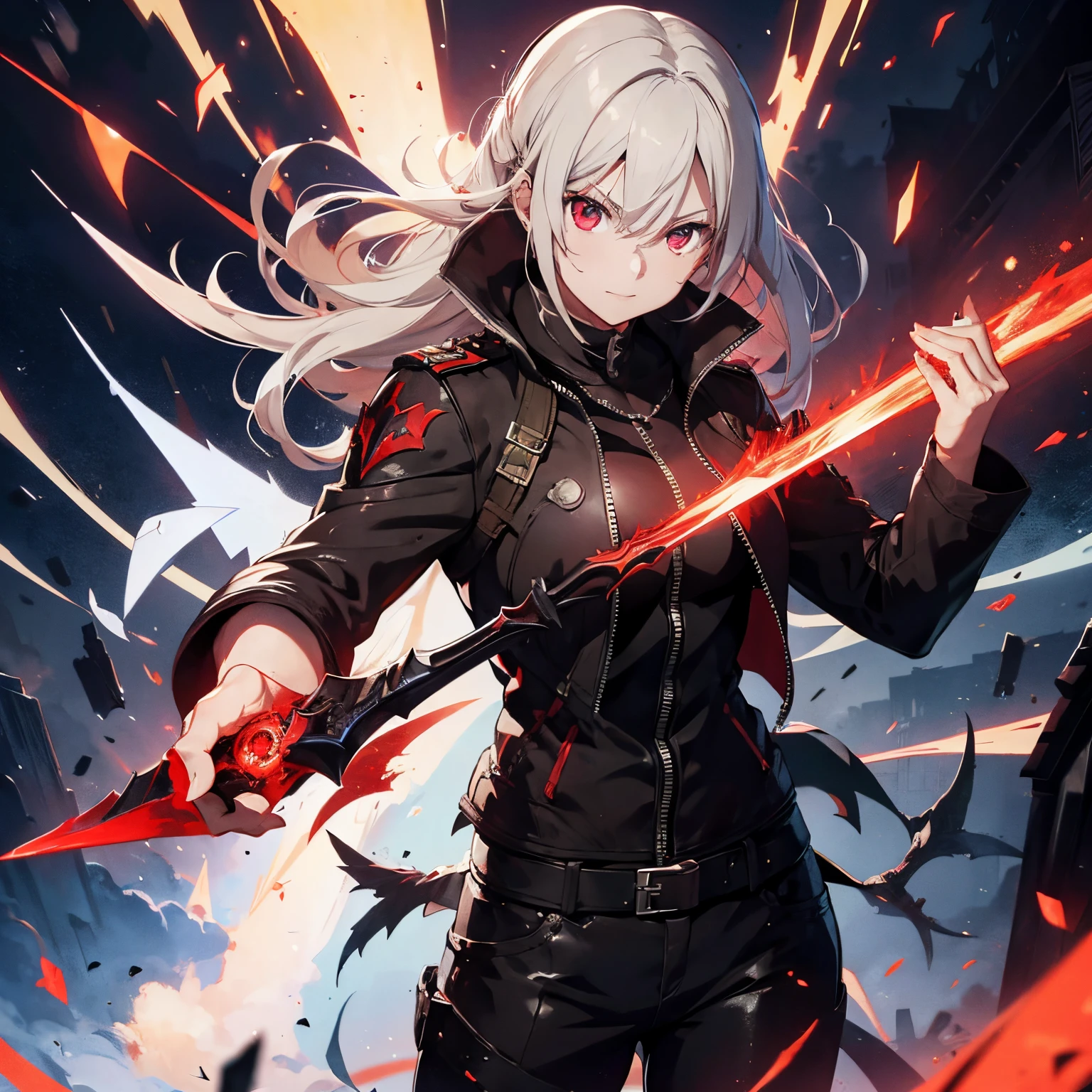 Nero de Devil May Cry 4 con ojos de Rinnengan y Sharingan con la espada yamato.