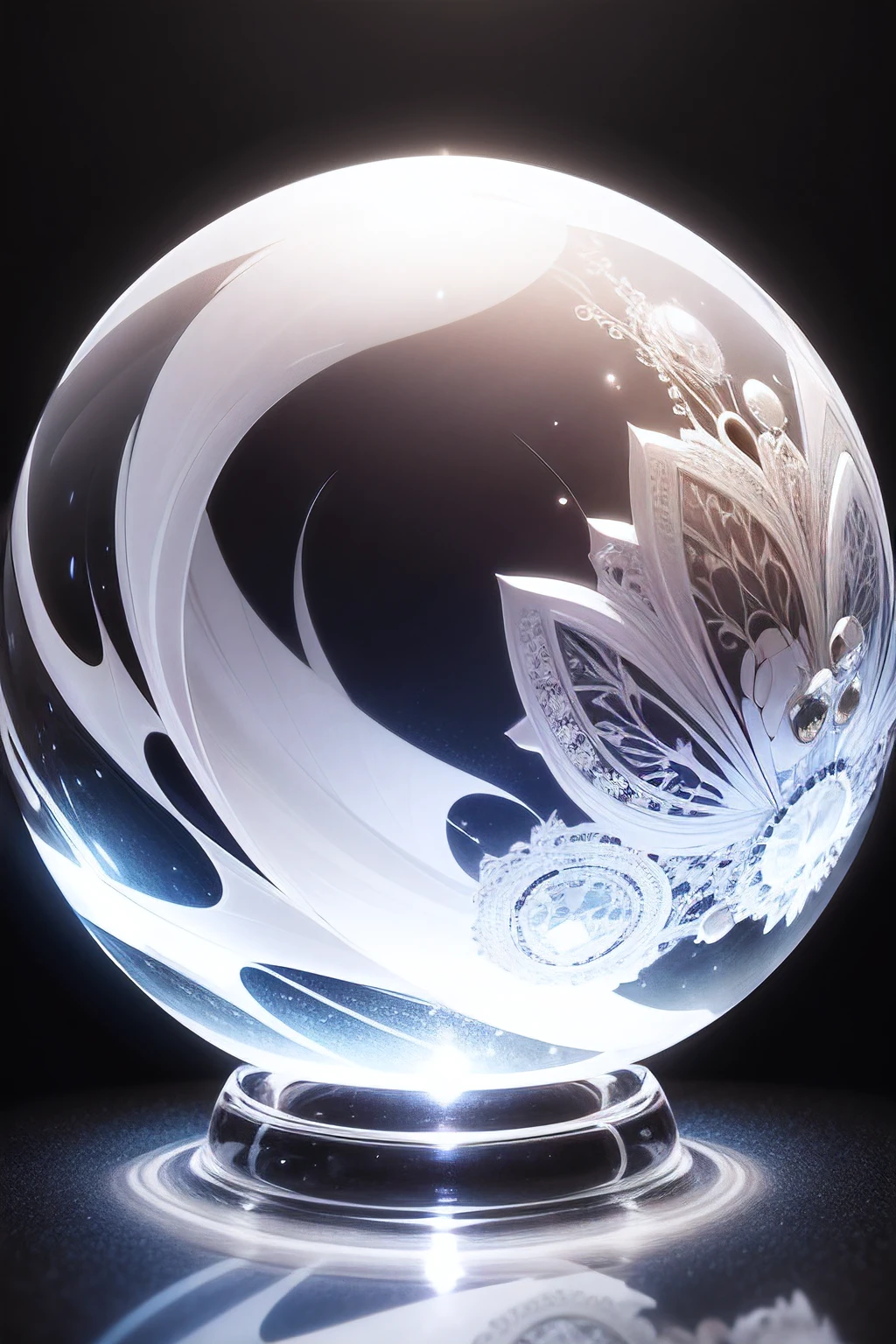 Beautiful ball, glass crystal ball, beautiful, 4k, white ball, transparent