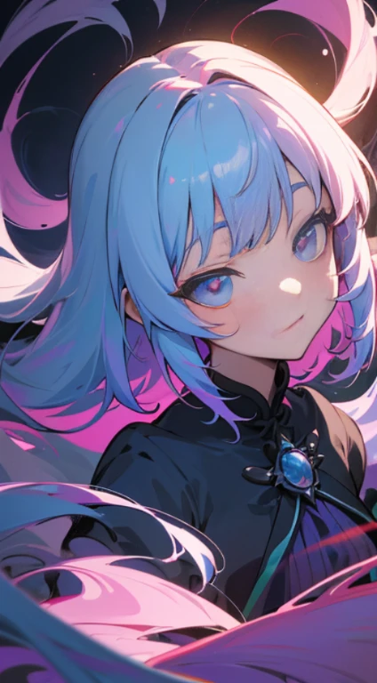 Perfekt strukturiert, (Wasserfarbe), digitale Illustration, Anime-Stil, The Mysterious Princess of Darkness, Highly detailed, Volumetrische Beleuchtung, Kawaii Pastellfarben, Dynamische Komposition, Scharfes und gestochen scharfes Bild, (zierlich, exceptional:1.2), Indescribably beautiful,