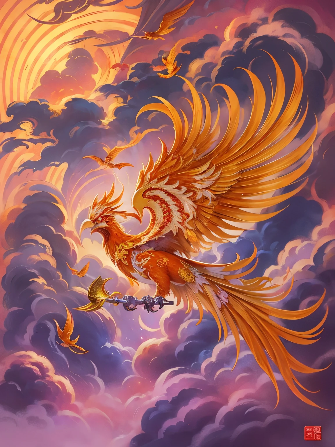 Chinese mythology,firebird,Wing-like red flames spread throughout the body,Fiery,firey,thick feather eater,Super close,Sharp focus quality,8K分辨率,tmasterpiece,a work of art,overclocking