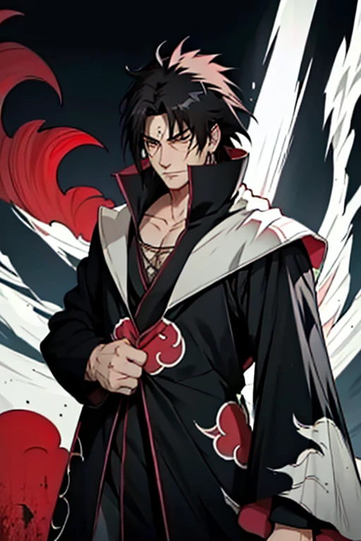 he a tall with spiky Black hair and or light brown eyes. He often mentioned as a scary person to his eyes,wizard, scar, black and white,,red tearlack and white painting,broken,sublevel,black and white,Eroded by darkness and light Hijikata