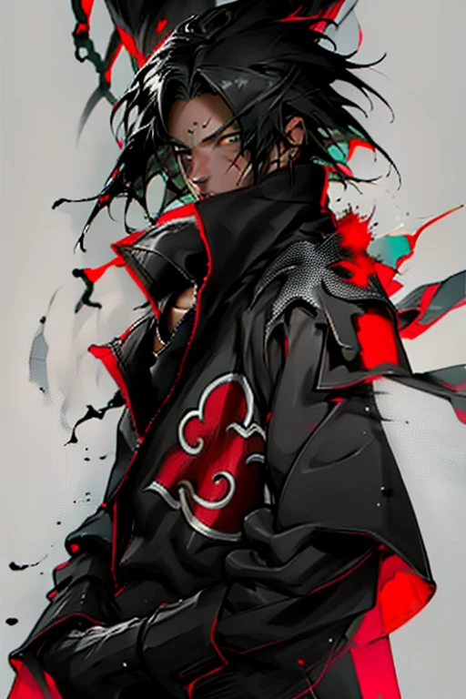 he a tall with spiky Black hair and or light brown eyes. He often mentioned as a scary person to his eyes,wizard, scar, black and white,,red tearlack and white painting,broken,sublevel,black and white,Eroded by darkness and light Hijikata