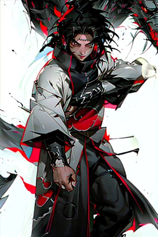 he a tall with spiky Black hair and or light brown eyes. He often mentioned as a scary person to his eyes,wizard, scar, black and white,,red tearlack and white painting,broken,sublevel,black and white,Eroded by darkness and light Hijikata