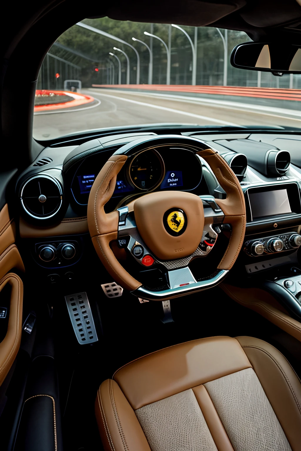 As she settled into the plush leather seat of her Ferrari, the city lights twinkled like stars against the obsidian night sky. With a soft hum, the engine purred to life, a symphony of power beneath her fingertips. The girl's fingers danced across the sleek surface of her iPhone, framing the perfect shot. The soft glow of the dashboard lights highlighted her features as she captured the essence of the moment, the metallic sheen of the car's exterior reflecting in her eyes. In that snapshot, an intersection of luxury and modernity, the world outside blurred into a tapestry of colors, while she, in that instant, encapsulated effortless elegance against the backdrop of her high-speed world.