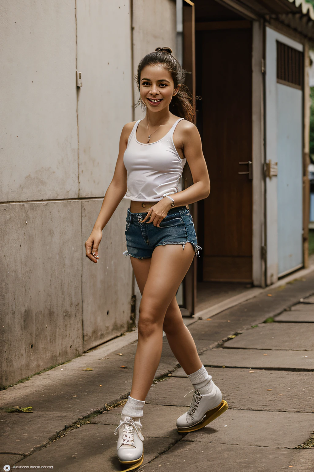 desenho menina com personagem macaco andando de patins