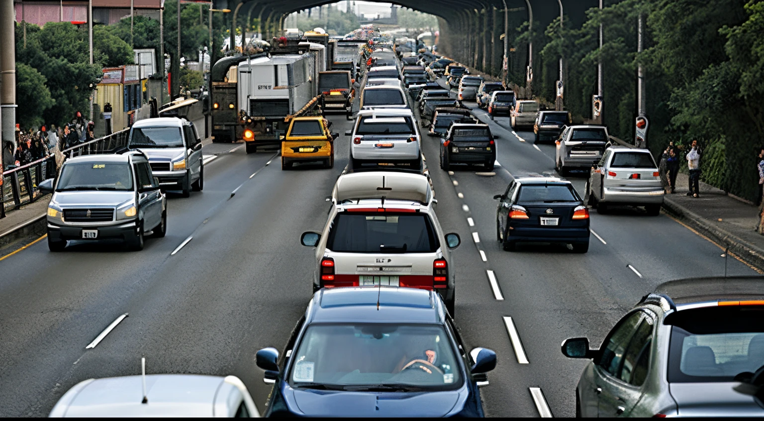 a huge and long traffic