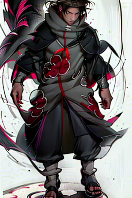 tall, gray-eyed men with brown hair, dress in the Akatsuki cloak