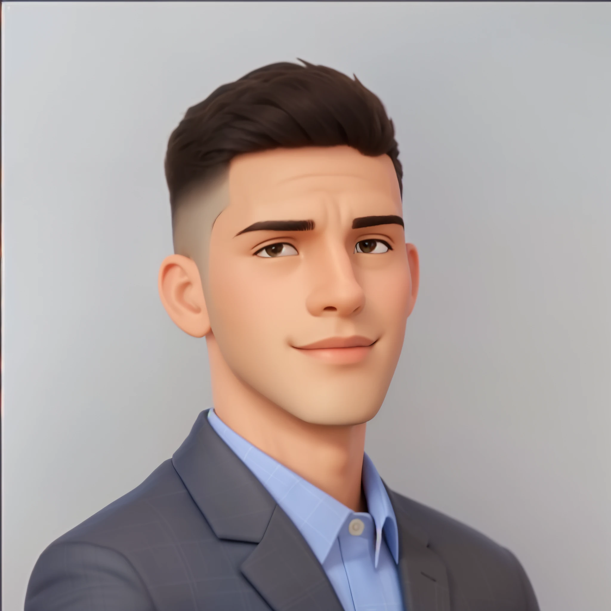 a close up of a man, brown skin in a suit, blue shirt, professional picture,
