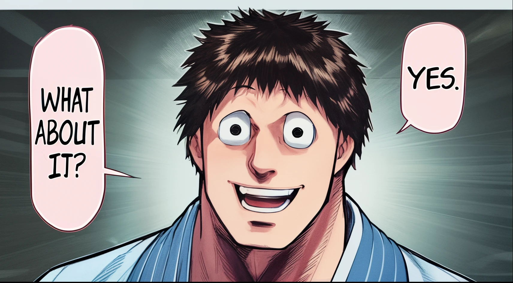 Imagen de un hombre contento, practicante de judo, ojos claros