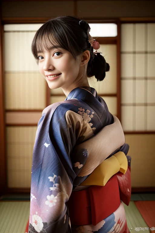 best quality, Gesichtsfokus, Weiches Licht, (Depth of field) ,ultra-high resolution, (fotorealistisch:1.4), RAW-Foto, (portrait:1.4) ,(von vorne)
1Japanese Girl, nur, niedlich, (shy, smil:1.1), (braune Augen), detailed beautiful face, (kurz_Haar ), Zimmer im japanischen Stil
(Kimono aus Seide:1.4)