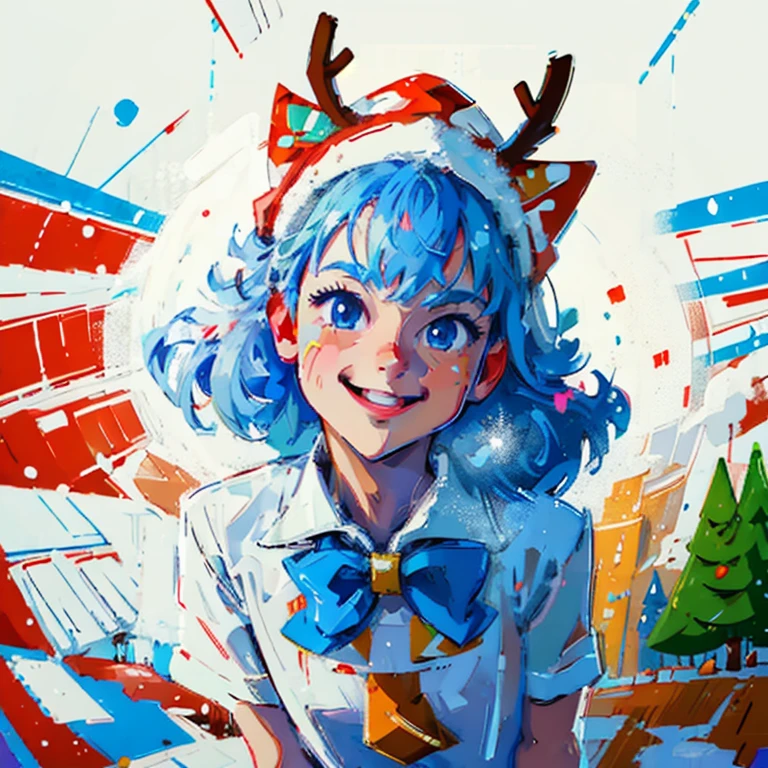 "Cute athletic girl smiling wearing reindeer hat and bow tie, snow behind pine trees, Merry Christmas style, hyper-high detail, (((white backgrounid))), Stylized, Vector graphics, high high quality, 12k, solidcolor, gorgeous one, 6 warm colors, sticker design, Professional t-shirt design, Vector t-shirt art ready to print, (tmasterpiece, Best quality at best, A high resolution:1.4)"