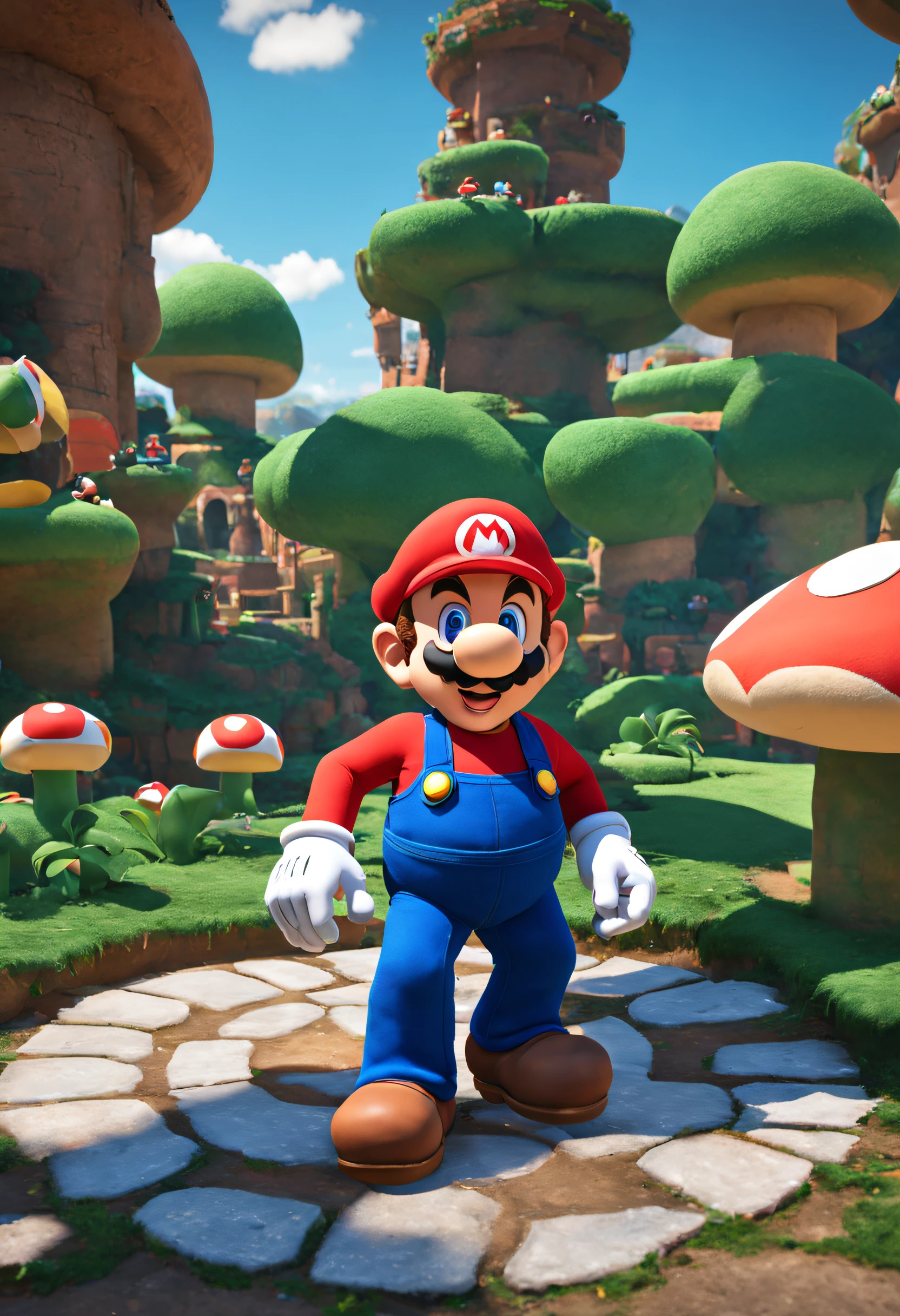 jogo mario em estilo planeta disney 3d 8k, -- AR 2:3
