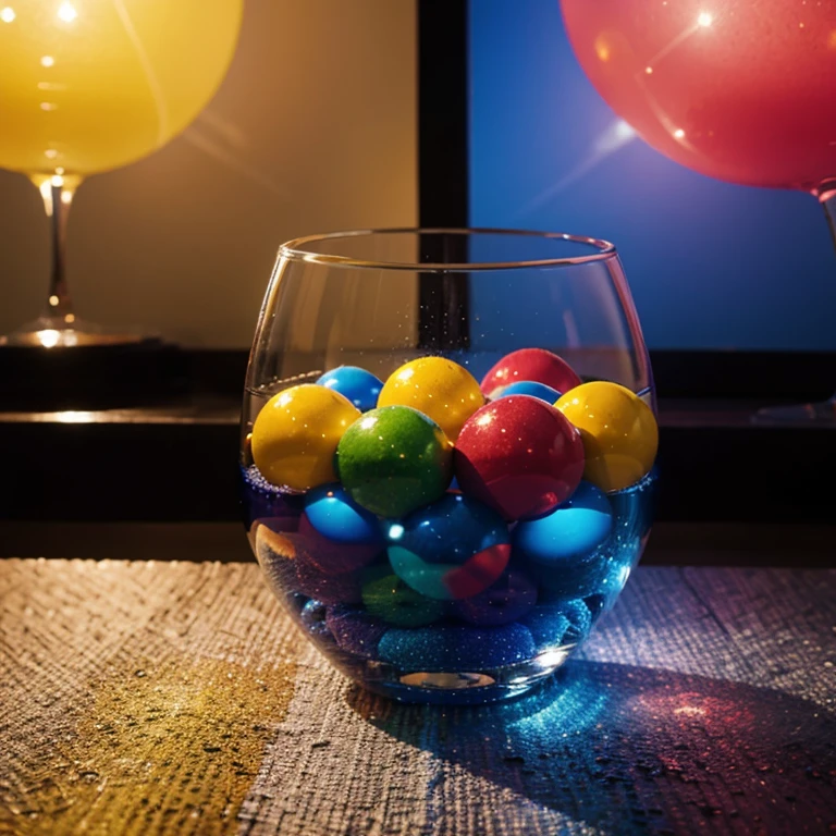 Colored balls in a glass