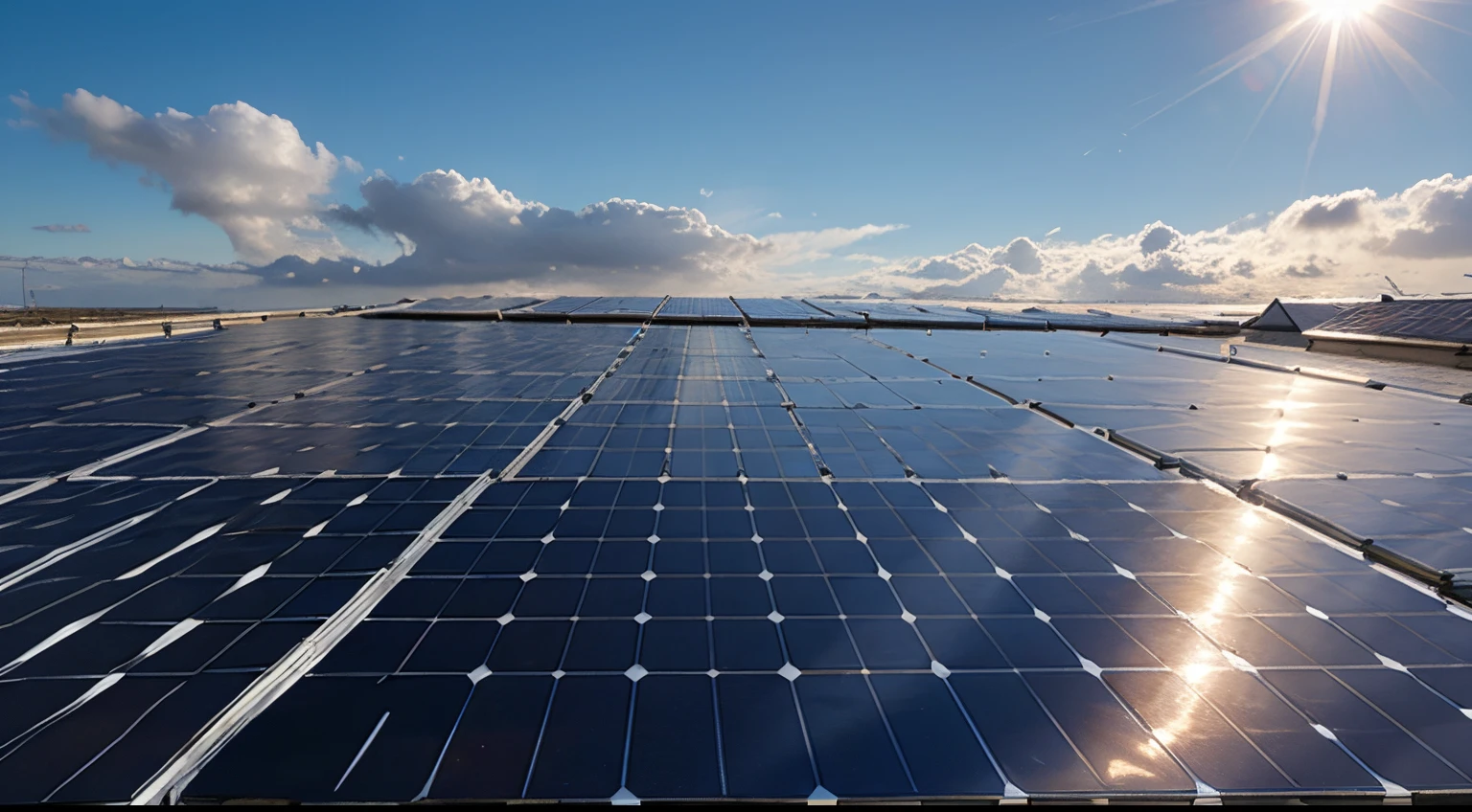 solar panels sun and sky