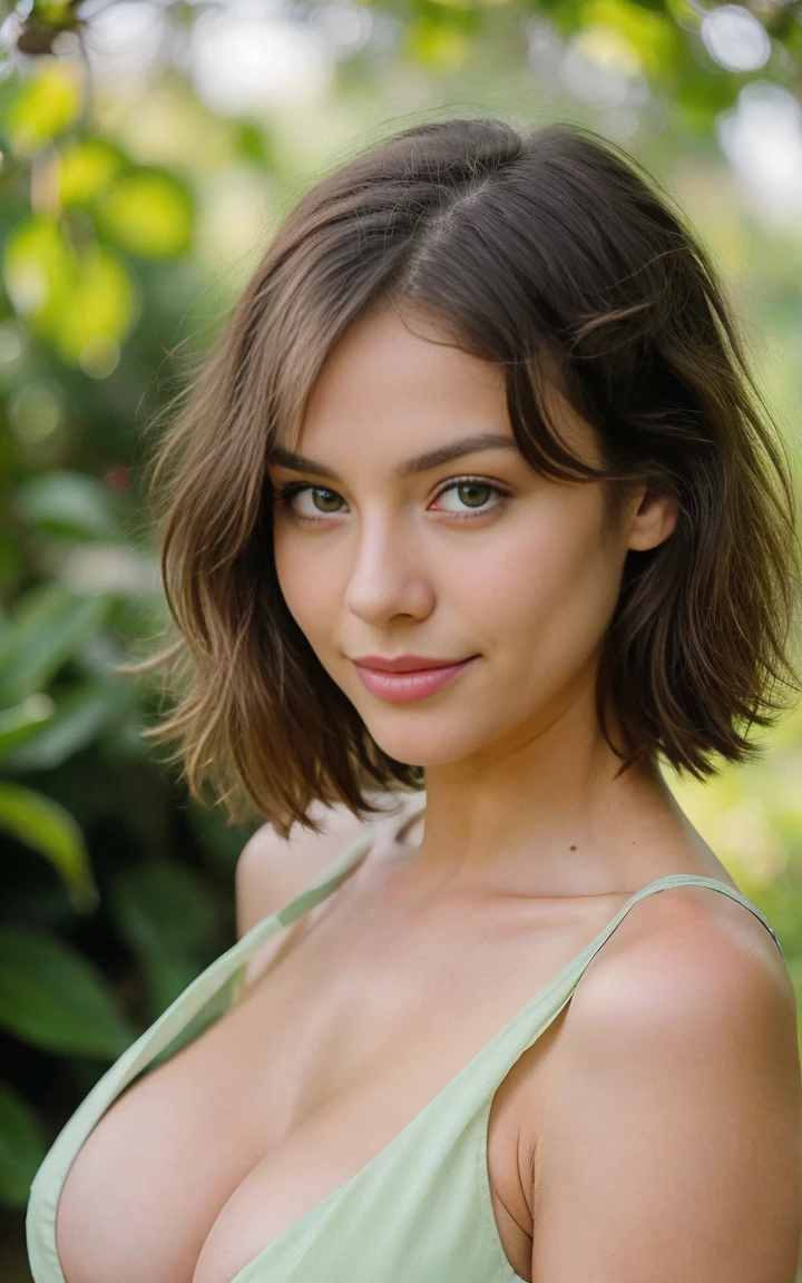 Cute beautiful sexy European (light-green-eyed) brunette wearing classy dress, huge boobs, tiny waist, very detailed, 20 years old, innocent face, face-length  1.3 times the face-width, almond-shaped eyes, squared face-shape, high cheekbones, naturally wavy hair, perfect eyes, high-res, masterpiece, best quality, intricate details, very detailed, sharp focus, detailed skin, realistic skin texture, detailed eyes, professional, 4k, charming smile, shot with Canon, 85 mm, light depth of field, Kodak Vision color, perfectly fitting body, extremely detailed, photo_\( ultra\), photorealistic, realistic, post processing, maximum details, roughness, real life, ultrarealistic, photorealism, photography, 8k UHD, photography