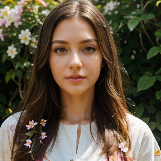 mature sister, full body, realistic clothing, beautiful detailed eyes, beautiful detailed lips, long eyelashes, expressive face, confident expression, natural flowing hair, stylish outfit, standing in a vibrant garden, surrounded by colorful flowers, sunlight gently illuminating her face, vibrant colors, high resolution, sharp focus, professional photography, capturing the essence of her personality and inner beauty