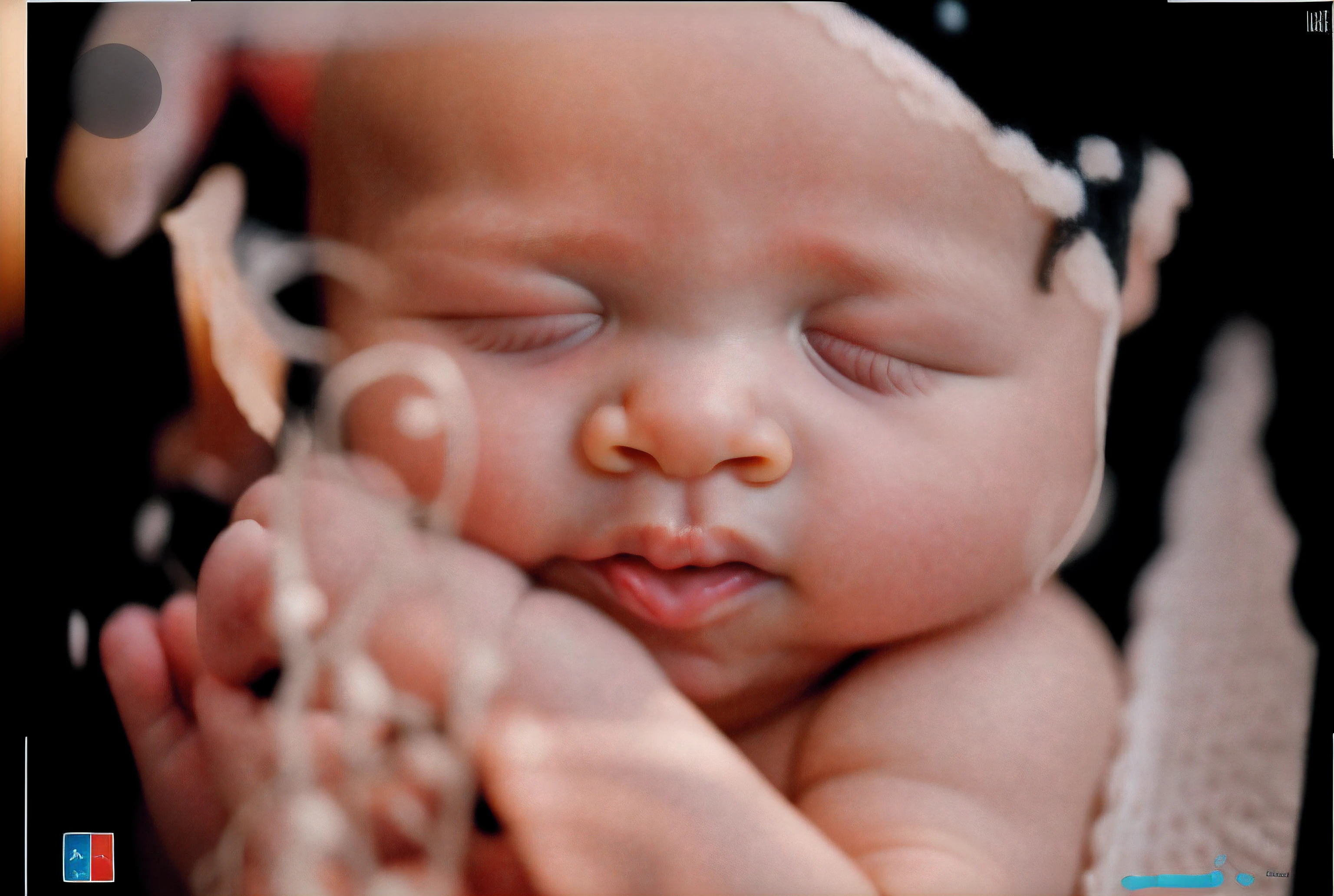 portrait, sleeping baby, inside womb, rosy face, hd, realistic, cute, baby girl, 8k, uhd, high quality, sharp focus, The composition beautiful rich and bright