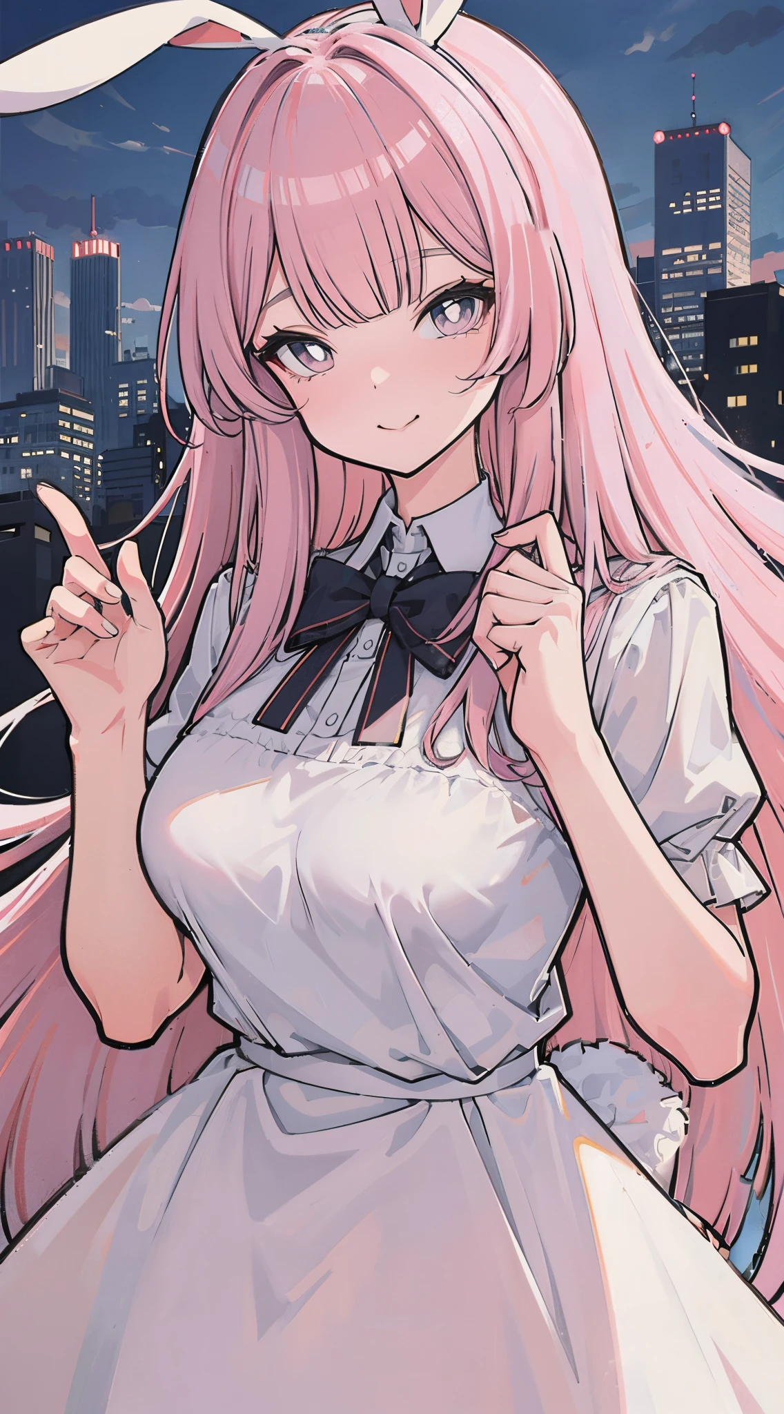 (highly detailed), (long pastel pink hair)