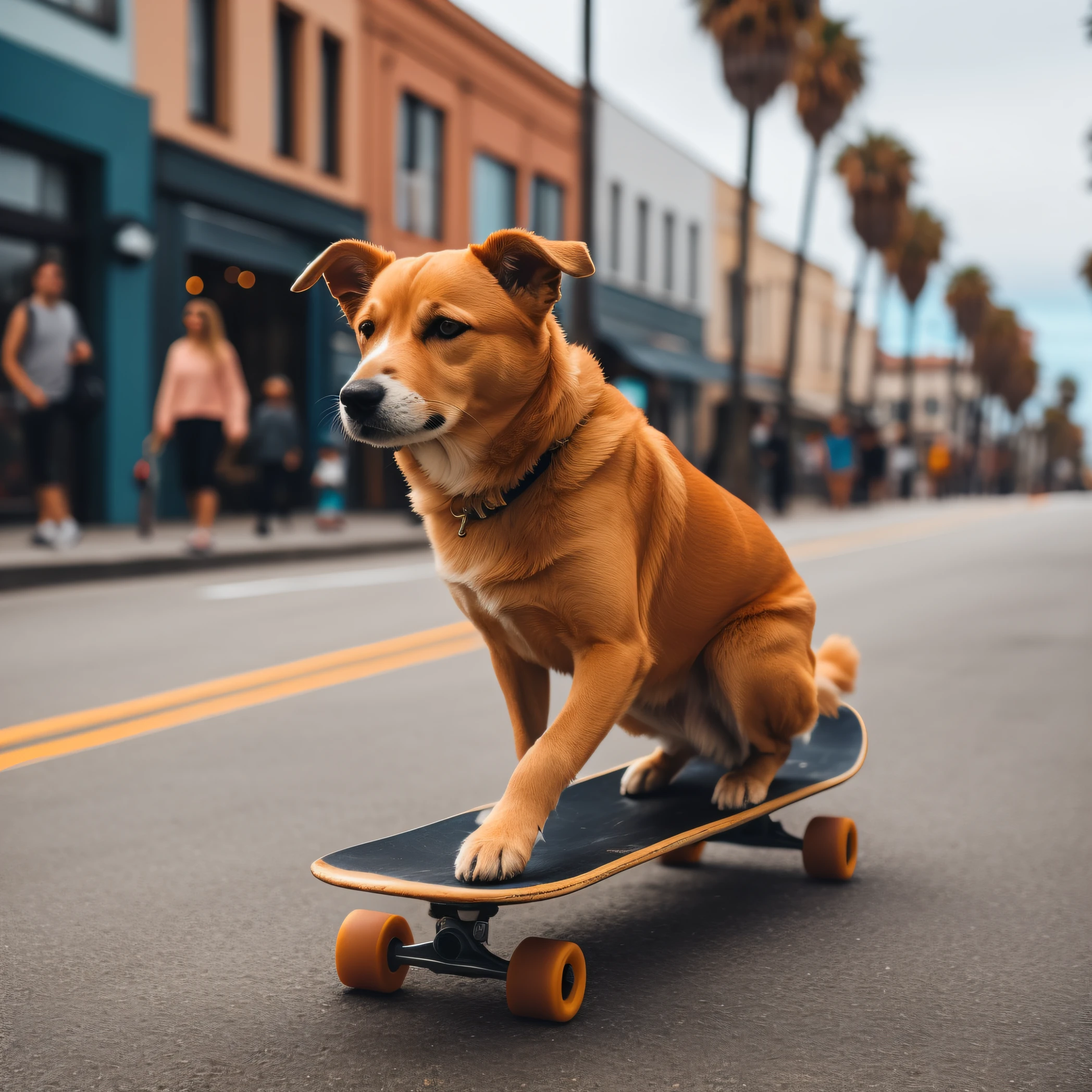 tem um cachorro sentado em um skate na rua, andar de skate, skate, Skate, animais nas ruas, Assunto: cane, estilo skatista, standing on a skateboard, Foto vencedora do concurso Unsplash, Directed by: Niko Henrichon, bicho, caught on camera, em uma rua, por Dan Content, Directed by: Emma Andijewska, pet