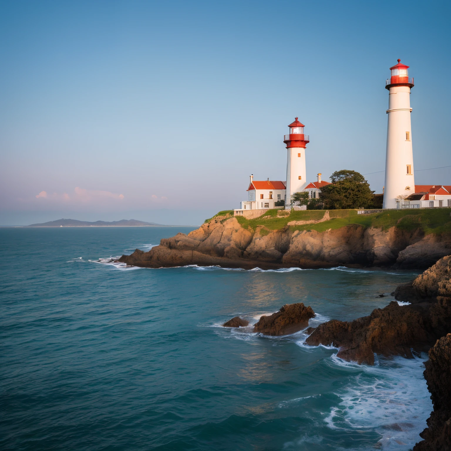 The lighthouse can be seen from the hill、a restless coast