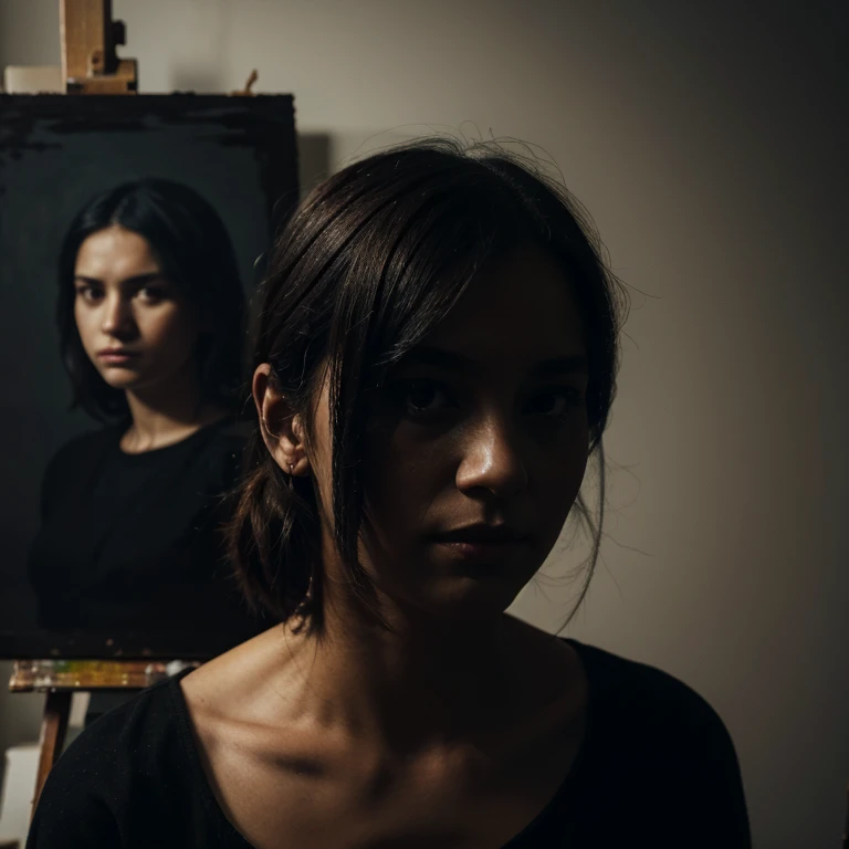 A painting of a failed person, dark colors