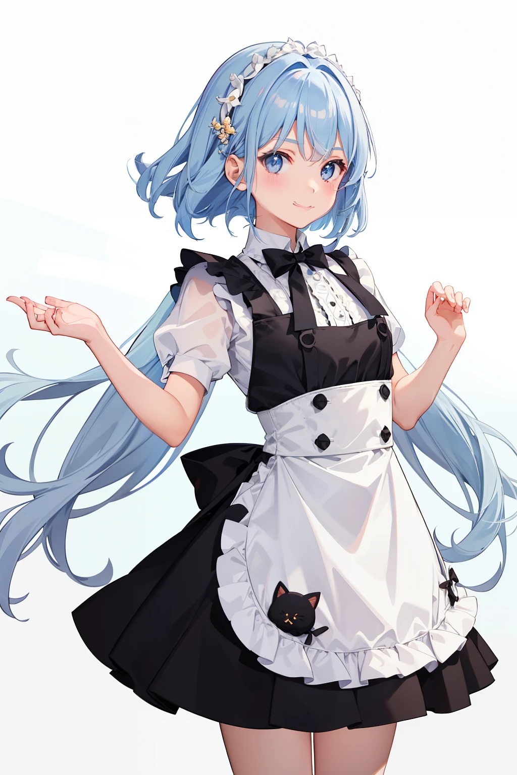 1girl in、A smile、A delightful、skirt by the、(small tits)Chilarism、doress、pinafore,,,,,,、Madevement hair ornament、