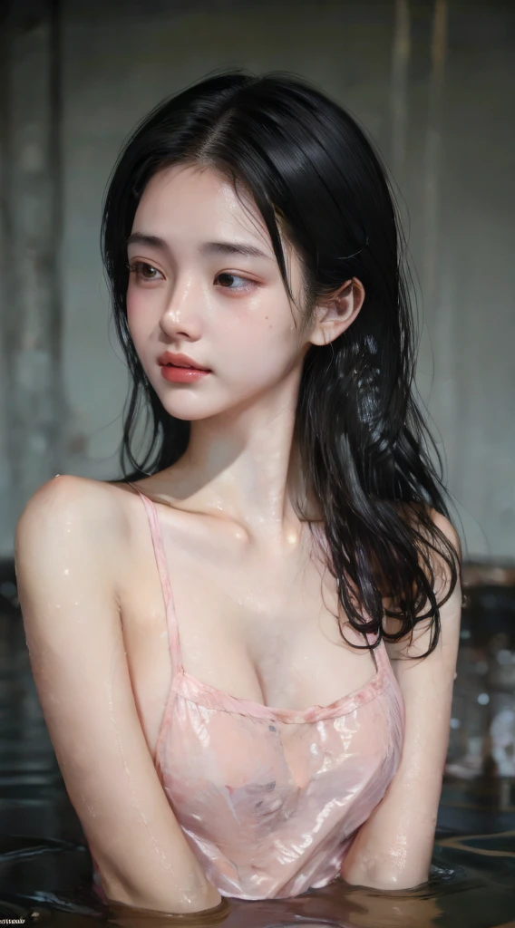 (masterpiece:1.3),best quality,high resolution,unity 8k wallpaper,(illustration:1),perfect lighting,photo_\(medium\),photorealistic,realistic, finely detail,extremely detailed, 1girl,upper body, realistic, long hair,wet body,wet hair