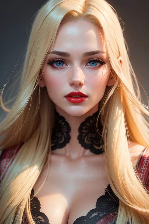 hot,long hair,blonde,perfect face,red lips,realistic,