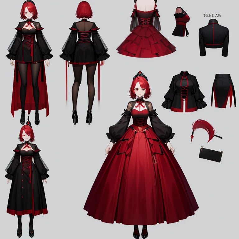 red and black gothic vtuber design character reference