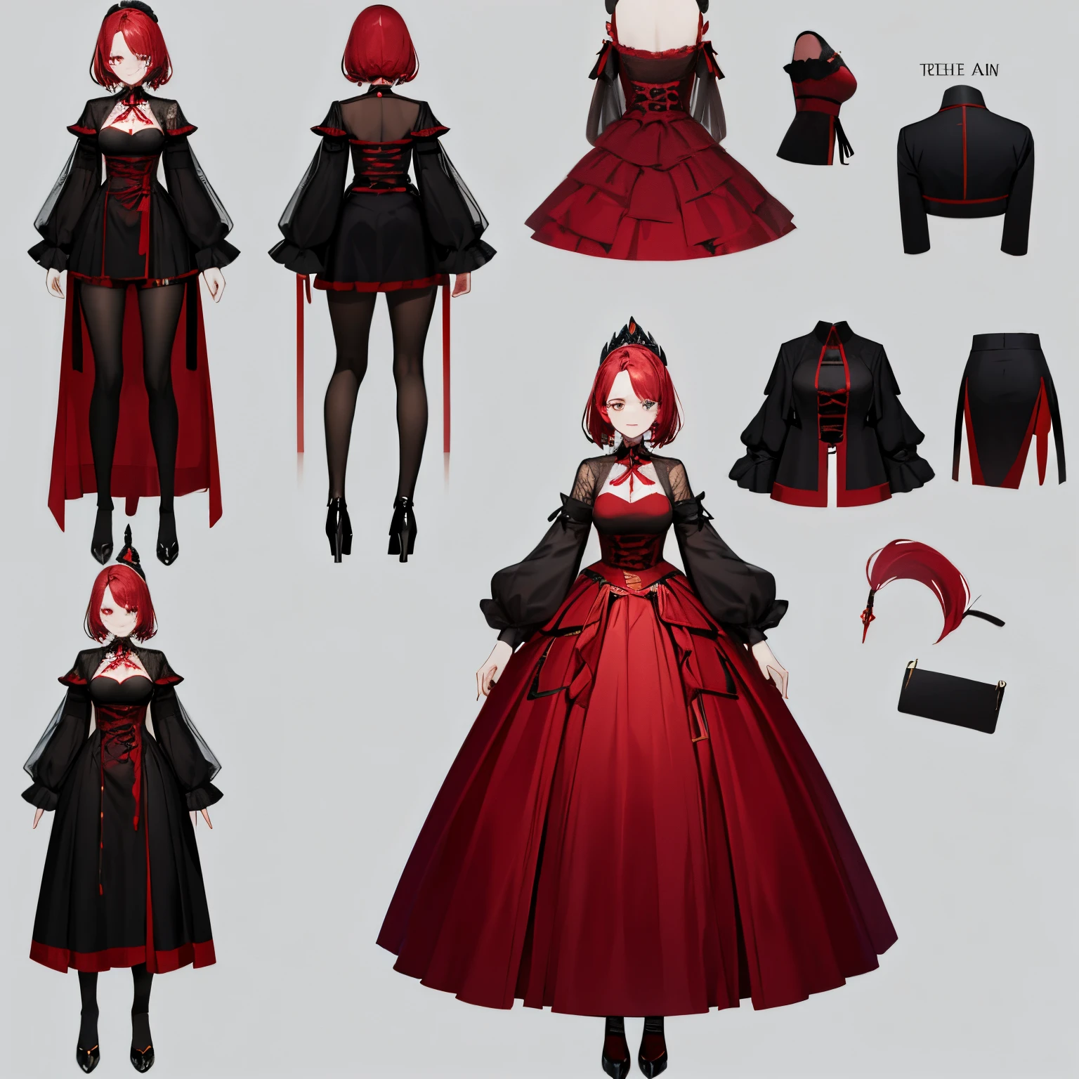 red and black gothic vtuber design character reference