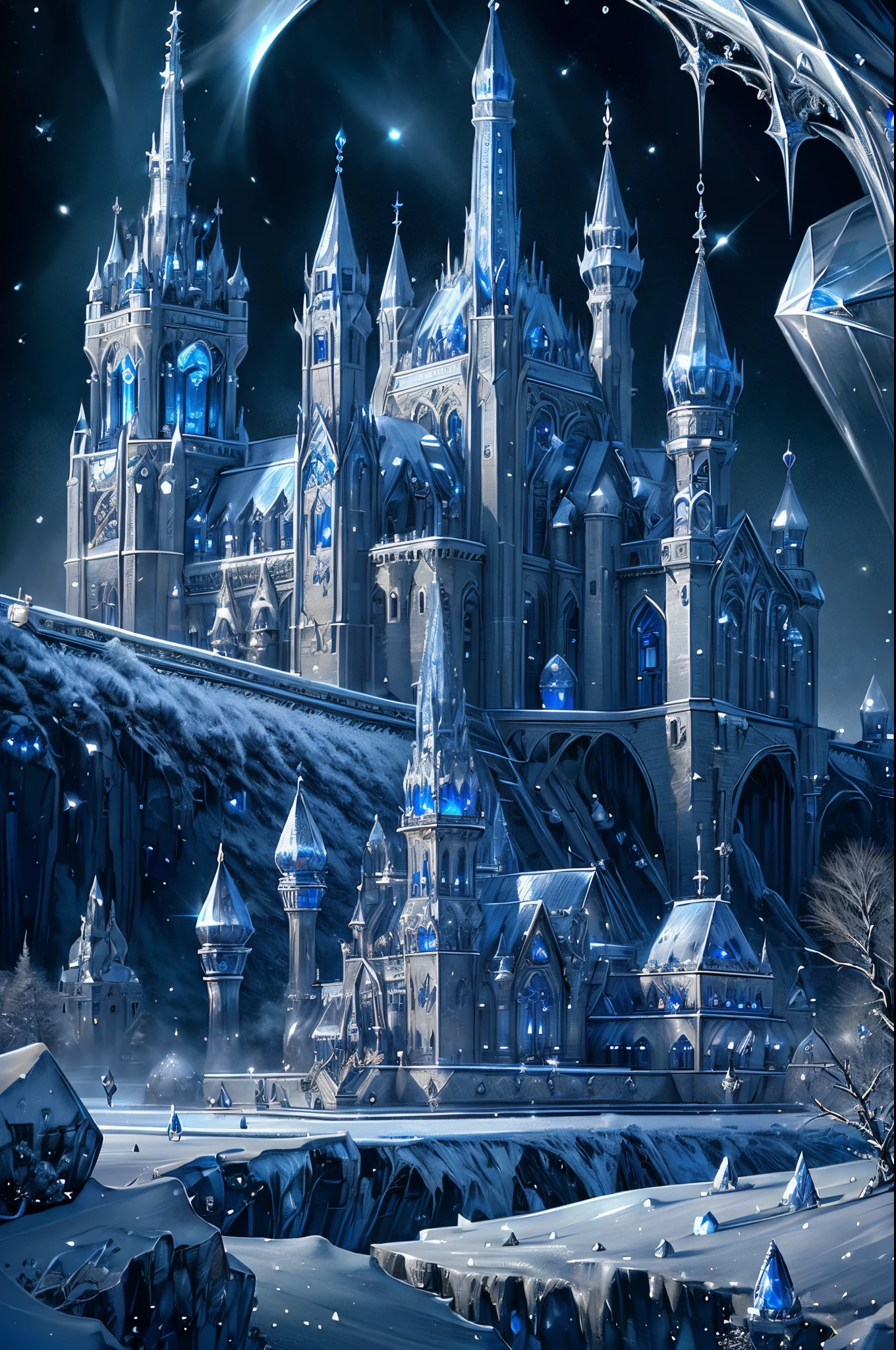 Absurdres, best quality, ice castle, intricate details, SilverSapphireAI