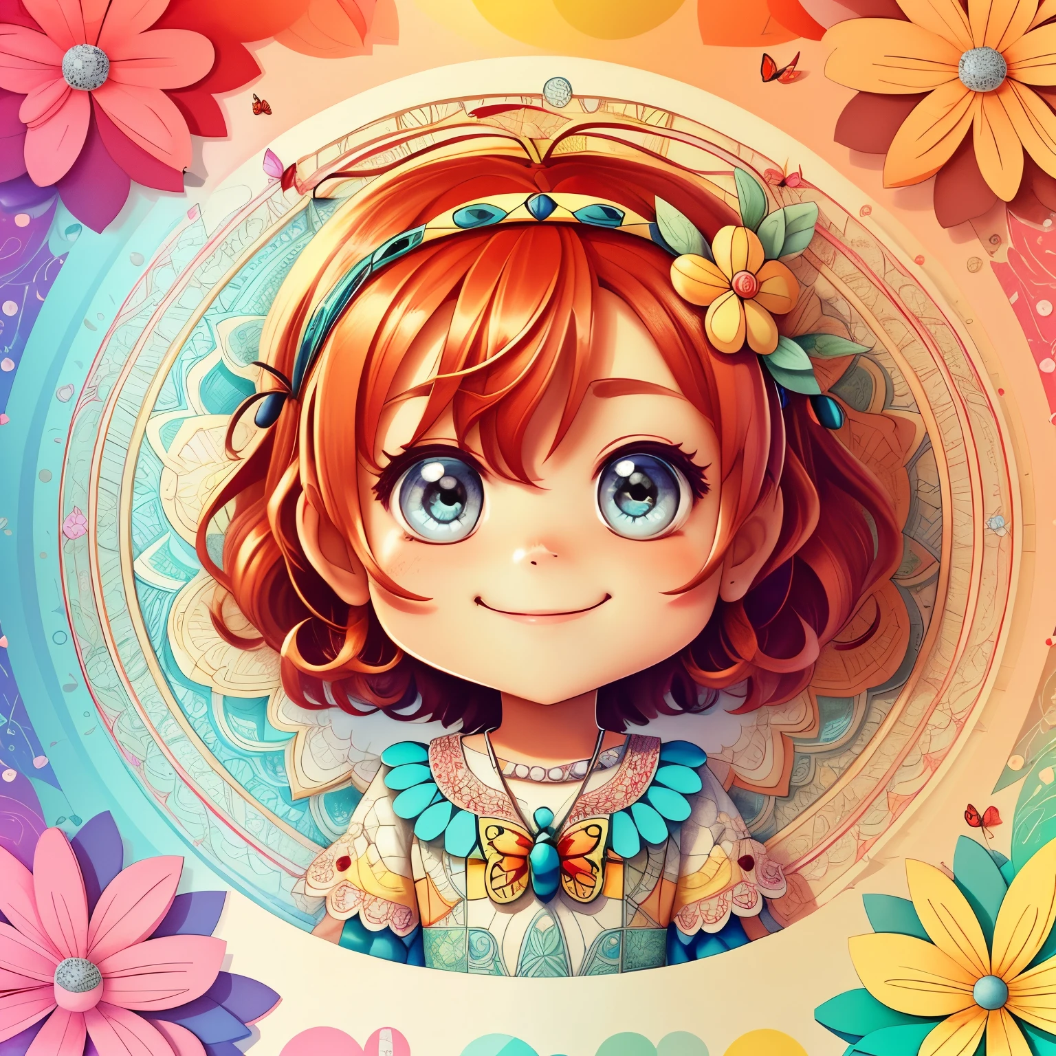 (cute red ladybug smiling with flowers and butterflies), Munchkin ,Geometric multidimensional wall portrait, livro de arte, Tchibi, Yang08k, Beautiful, Colouring, o ,Geometric multidimensional wall portrait, livro de arte, Tchibi,
Yang08k, Beautiful, Colouring,
obras, of the highest quality, best quality, Arte oficial, Beautiful and Aesthetic,